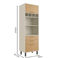 Armário Paneleiro 2 Portas 2 Gavetas E Nichos Bossa Nova Dourado/areia - 2