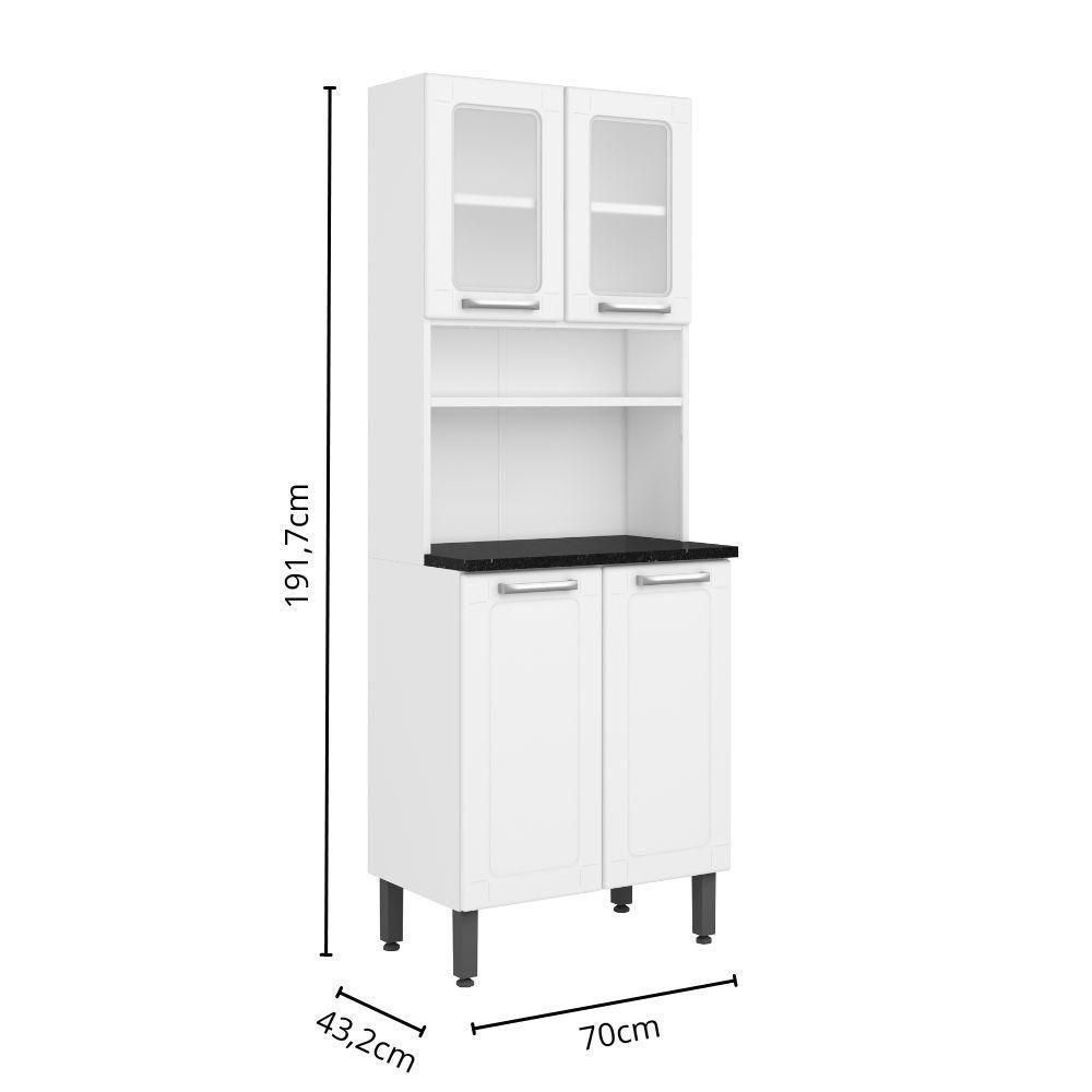 Armário De Cozinha De Aço Com 4 Portas 2 De Vidro Branco Bertolini Branco - 5