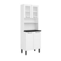 Armário De Cozinha De Aço Com 4 Portas 2 De Vidro Branco Bertolini Branco - 1