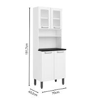 Armário De Cozinha De Aço Com 4 Portas 2 De Vidro Branco Bertolini Branco - 5