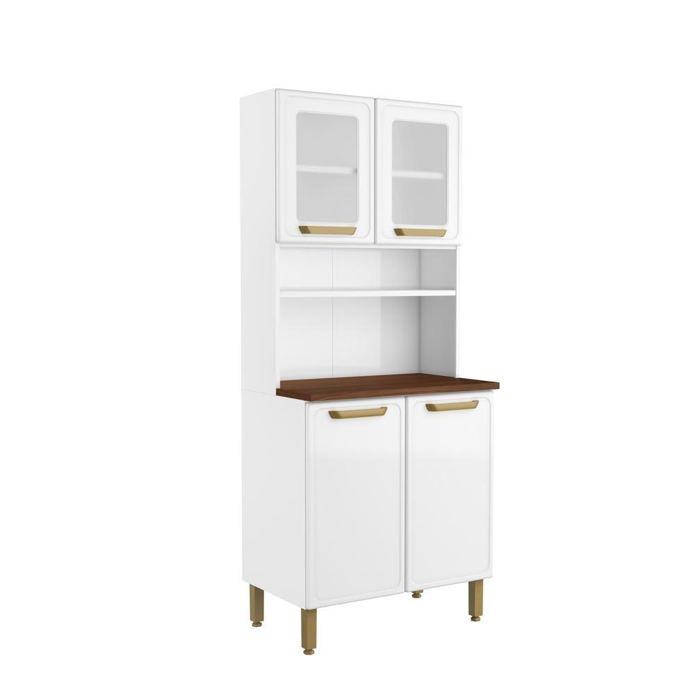 Armário De Aço 4 Portas 2 De Vidro Branco Bella Bertolini Branco - 1