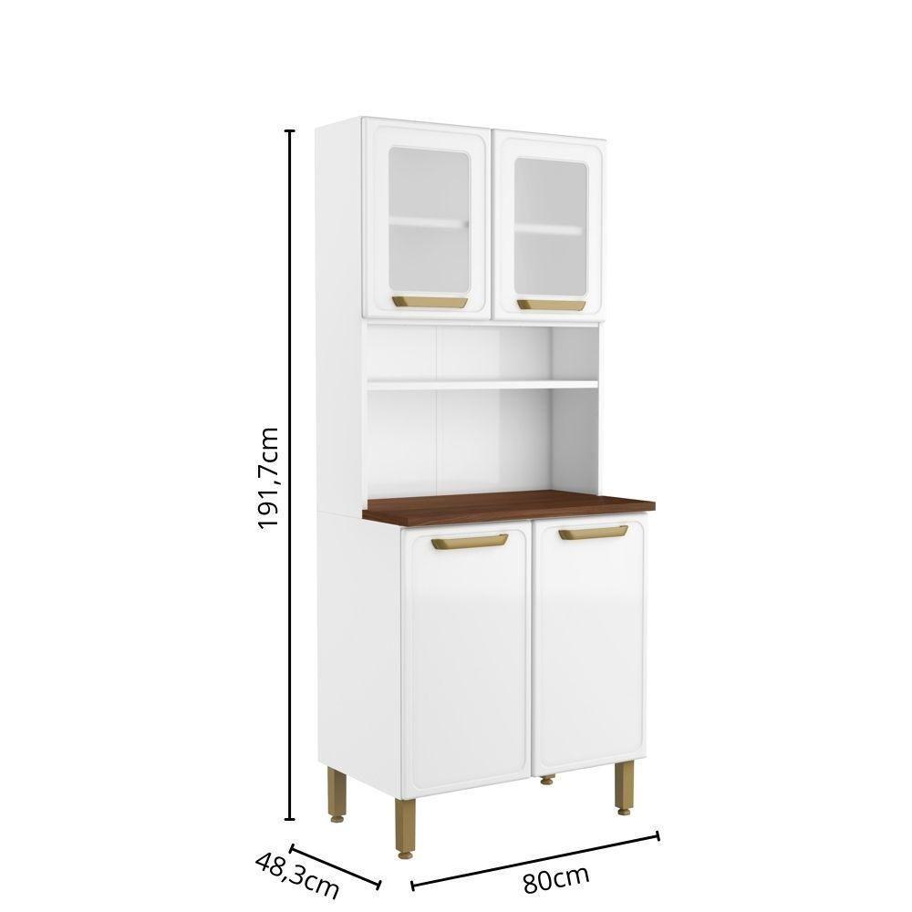 Armário De Aço 4 Portas 2 De Vidro Branco Bella Bertolini Branco - 2