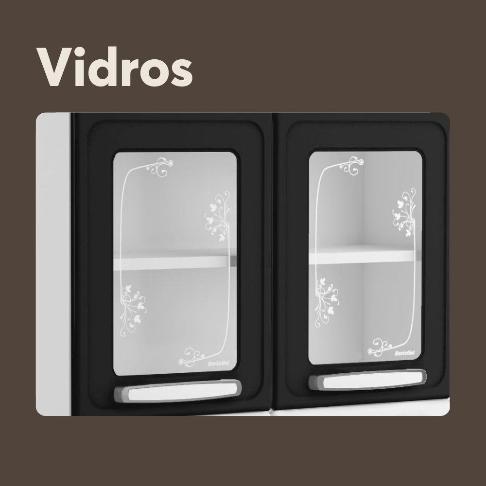 Armário De Aço 3 Portas 1 Vidro Preto Evidence Bertolini Branco/preto - 4