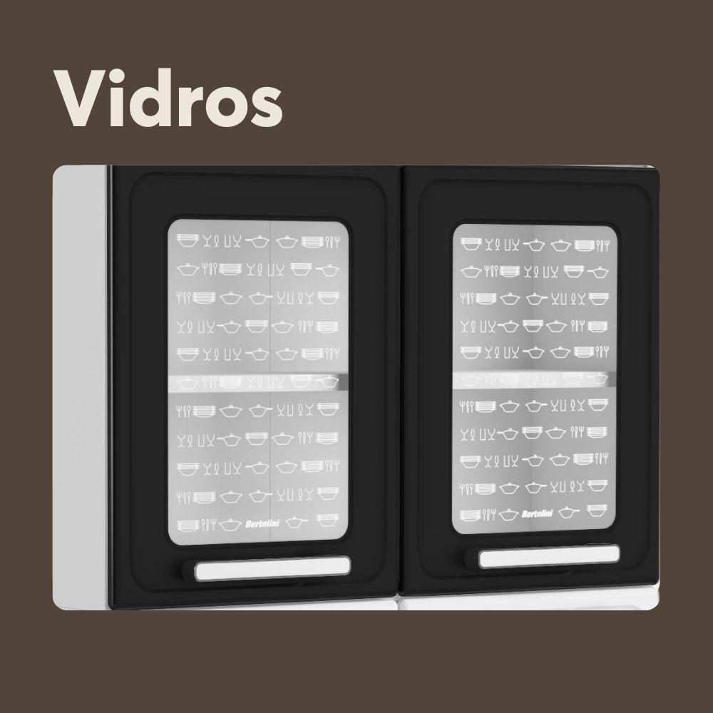 Armário De Aço 3 Portas 1 Vidro Preto E Branco Bertolini Branco/preto - 4