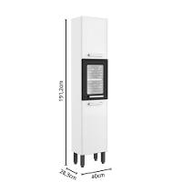 Armário De Aço 3 Portas 1 Vidro Preto E Branco Bertolini Branco/preto - 2