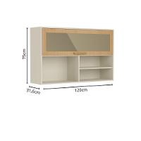 Armário Aéreo Porta Basculante Vidro Nogal Dourado Bertolini Areia/dourado - 2