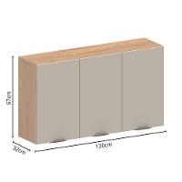 Armário Aéreo De Madeira 3 Portas Areia Urbana Bertolini Areia/carvalho - 2