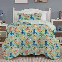 Kit Cobre Leito Solteiro Infantil + Porta Travesseiro Dinos - 1