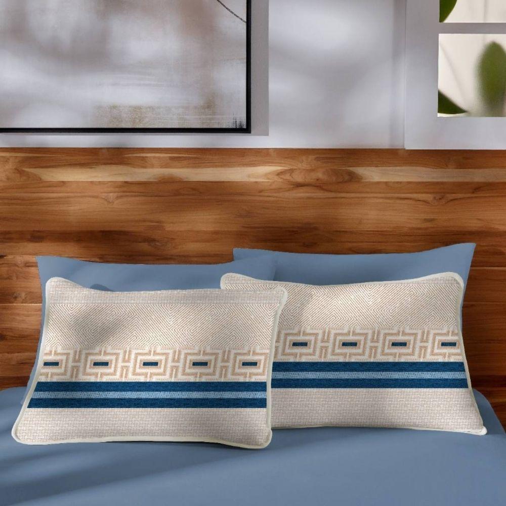 Jogo De Cama Malha Casal Estampado Vivaldi 100% Algodão 03 Peças Bergen Azul - 2