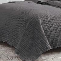 Kit Cobre Leito King Milão Liso + 2 Porta Travesseiros Geometrico Chumbo - 3