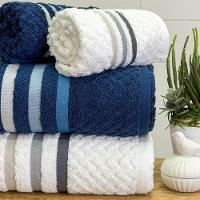 Jogo De Toalha Banhão Trento 4 Peças 100% Algodão Branco-azul Marinho - 2