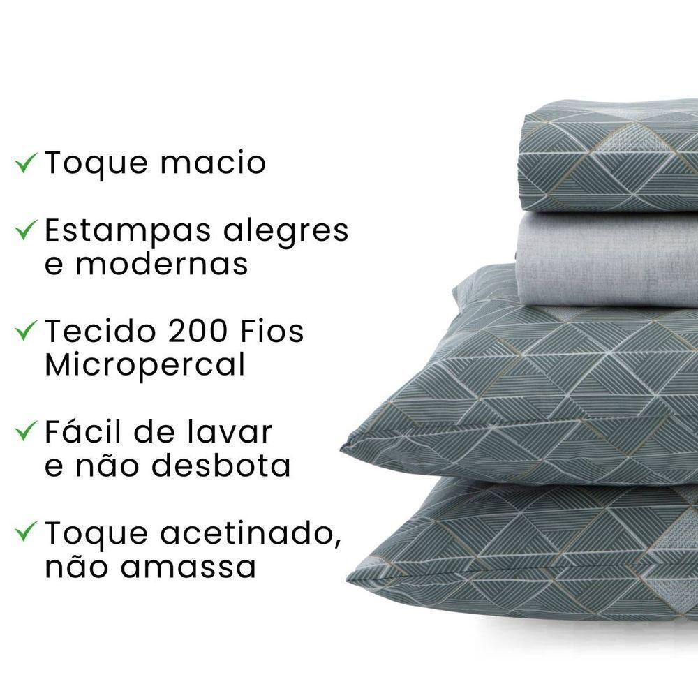 Jogo De Cama Casal Micropercal 200fios 4 Peças Geo Lines - 3