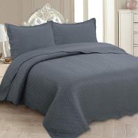 Kit Cobre Leito Queen Classic Liso Ultrasonic + 2 Porta-travesseiros Poa Chumbo - 1