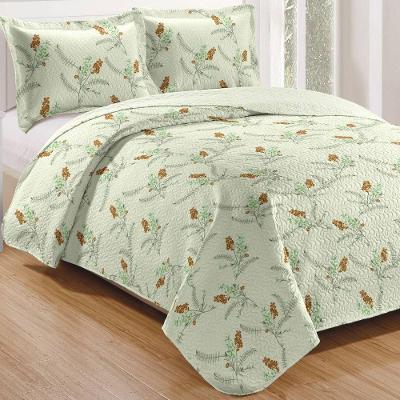 Kit Cobre Leito Solteiro + 1 Porta-travesseiro Patchwork Jasmine - Green