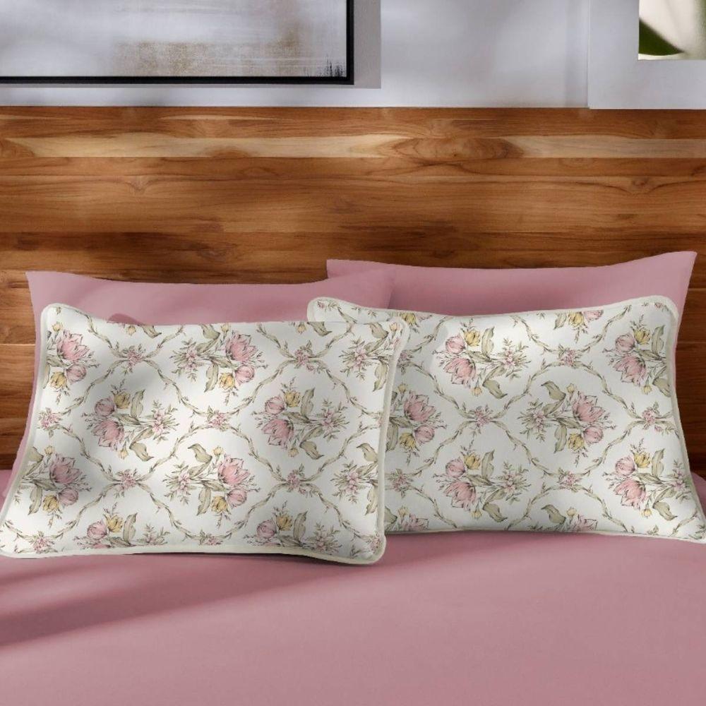 Jogo De Cama Malha Casal Estampado Vivaldi 100% Algodão 03 Peças Lisse Rose - 2
