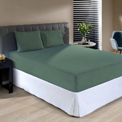 Jogo De Cama Solteiro Malha Liso 100% Algodão 2 Peças Verde Militar