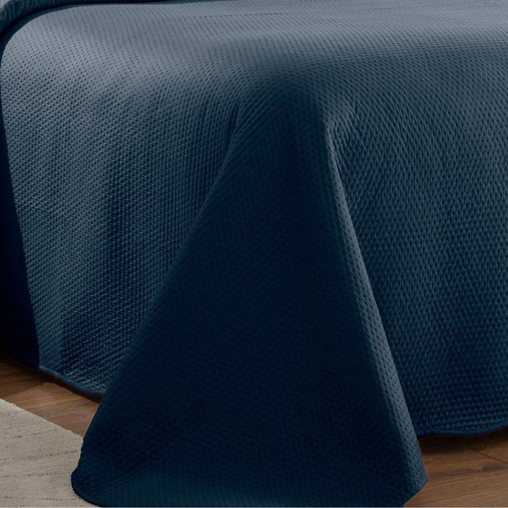 Kit Cobre Leito Casal Dots + 2 Porta Travesseiros Marinho - 3