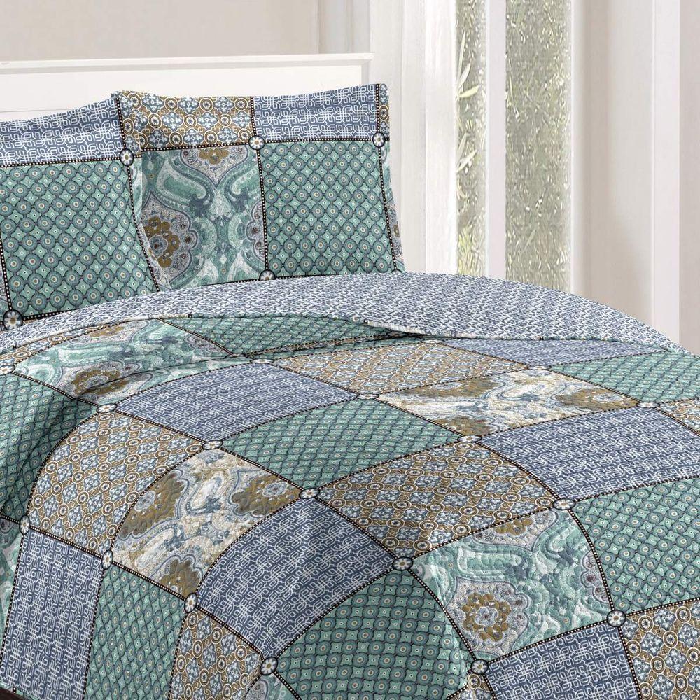 Kit Cobre Leito Casal + 2 Porta-travesseiros Patchwork Napoli - 4 - 2