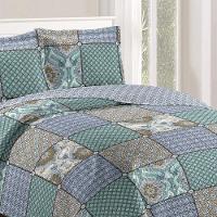 Kit Cobre Leito Casal + 2 Porta-travesseiros Patchwork Napoli - 4 - 2