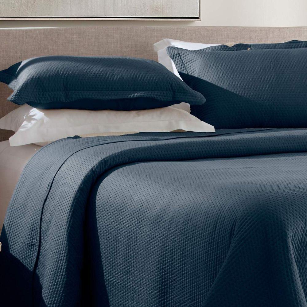 Kit Cobre Leito Queen Dots + 2 Porta Travesseiros Marinho - 2