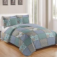 Kit Cobre Leito Queen + 2 Porta-travesseiros Patchwork Napoli - 4 - 1