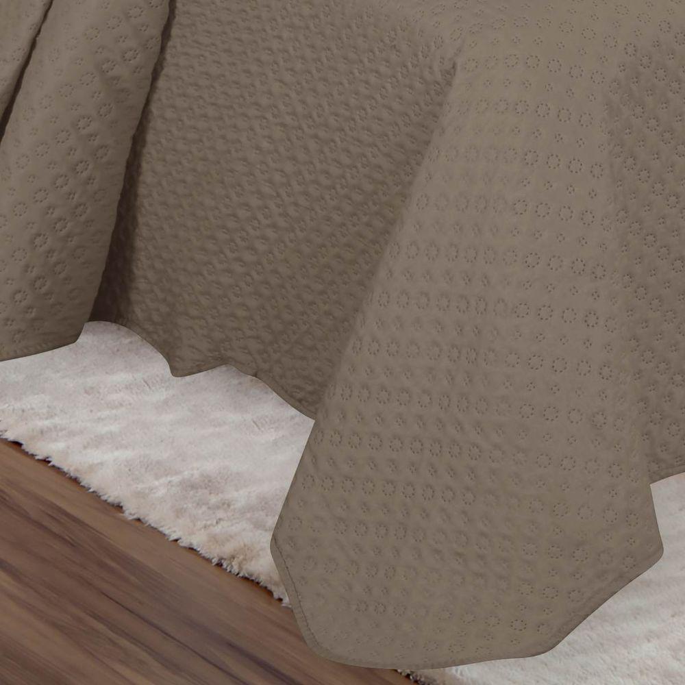 Kit Cobre Leito Queen Classic Liso Ultrasonic + 2 Porta-travesseiros Poa Marrom - 3