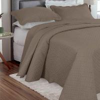 Kit Cobre Leito Queen Classic Liso Ultrasonic + 2 Porta-travesseiros Poa Marrom - 1