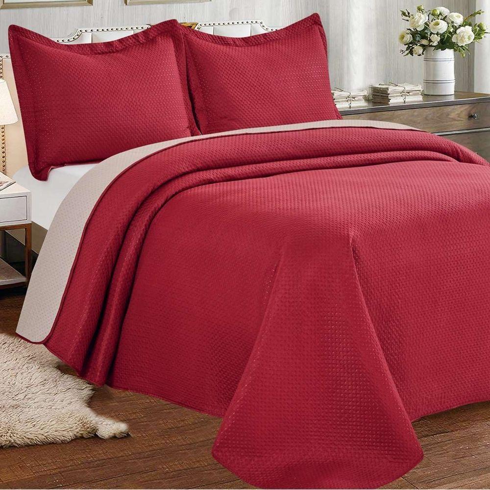 Kit Cobre Leito Solteiro Duas Cores Siena Liso Vermelho-taupe - 1