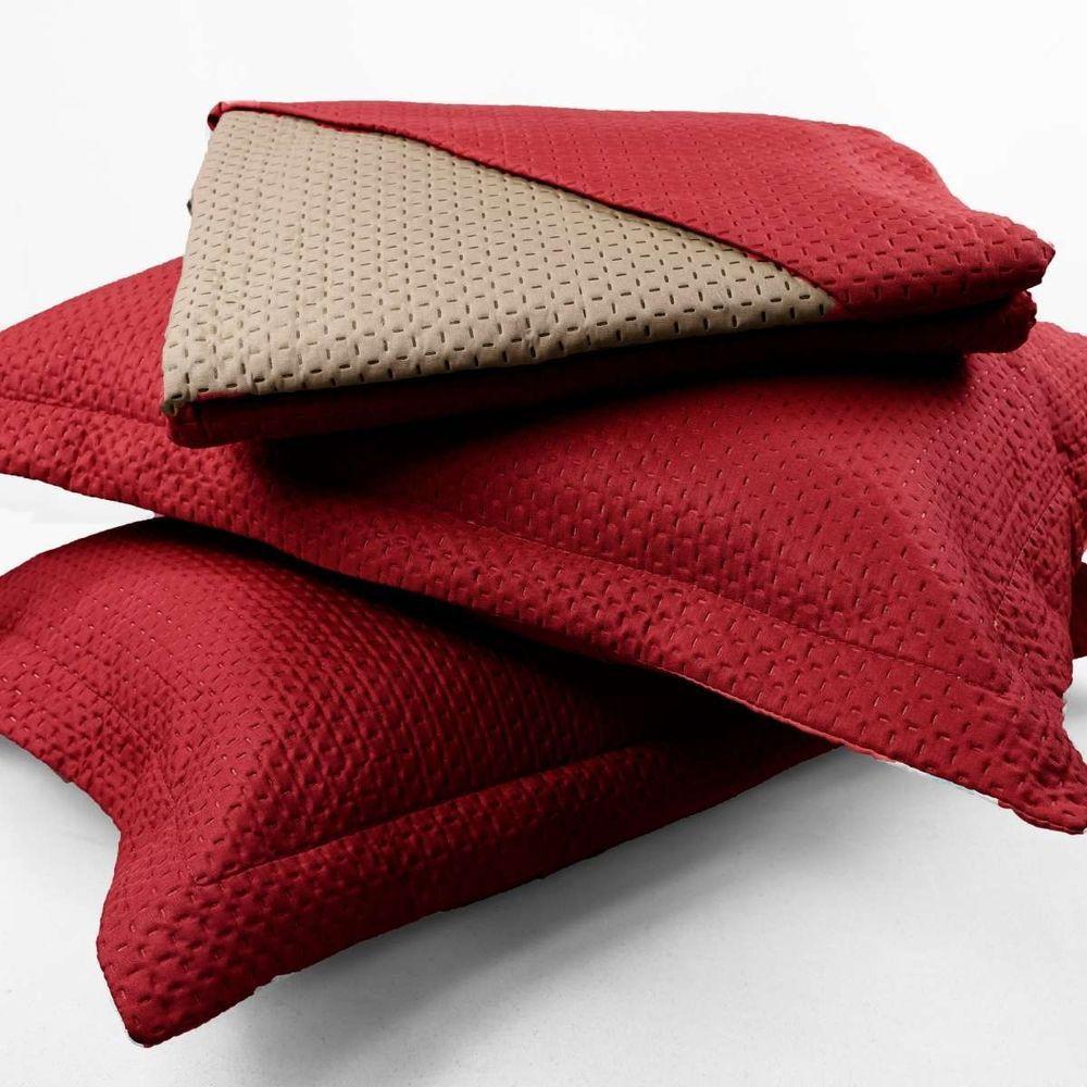 Kit Cobre Leito Solteiro Duas Cores Siena Liso Vermelho-taupe - 2