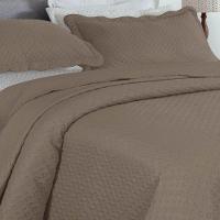 Kit Cobre Leito Casal Classic Liso Ultrasonic + 2 Porta-travesseiros Poa Marrom - 2