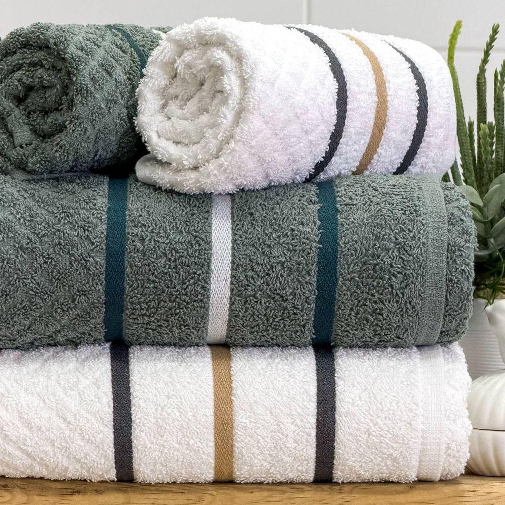 Jogo De Toalha Banhão Verona 4 Peças 100% Algodão Fio Penteado Branco-verde - 2