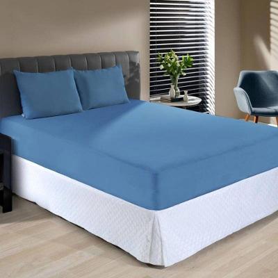 Jogo De Cama Solteiro Malha Liso 100% Algodão 2 Peças Anil