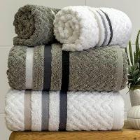 Jogo De Toalha Banhão Trento 4 Peças 100% Algodão Branco-cinza - 1