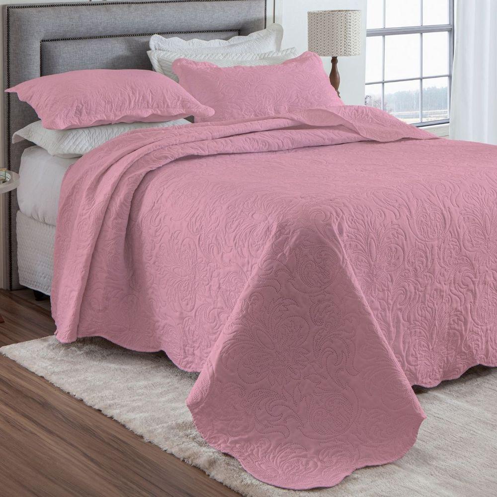 Kit Cobre Leito Casal Classic Liso Ultrasonic + 2 Porta-travesseiros Floral Azalea - 1