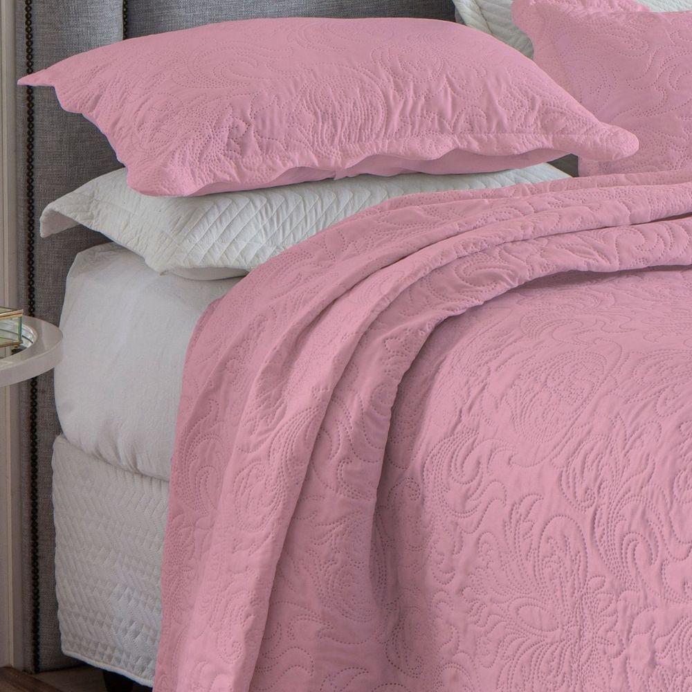 Kit Cobre Leito Casal Classic Liso Ultrasonic + 2 Porta-travesseiros Floral Azalea - 3