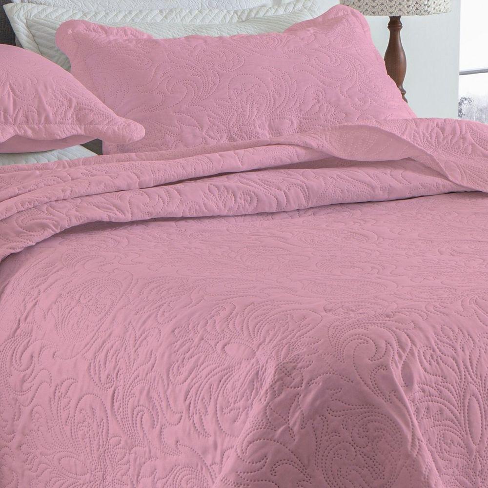 Kit Cobre Leito Casal Classic Liso Ultrasonic + 2 Porta-travesseiros Floral Azalea - 4