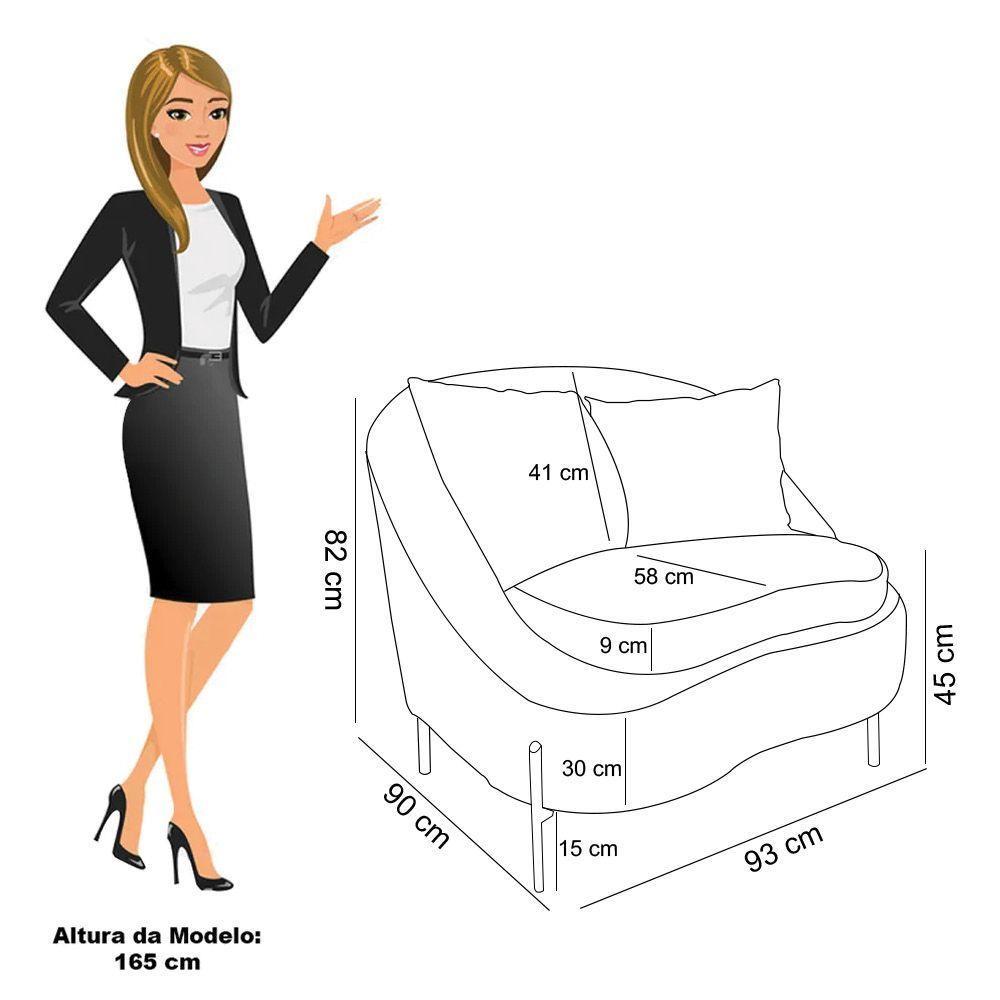 Poltrona Decorativa Orgânica Pé De Metal Preto Kit 2 Zaya Bouclê C05 - D'rossi Off White - 4
