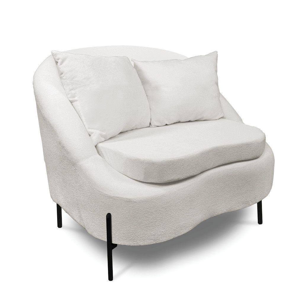 Poltrona Decorativa Orgânica Pé De Metal Preto Kit 2 Zaya Bouclê C05 - D'rossi Off White - 5