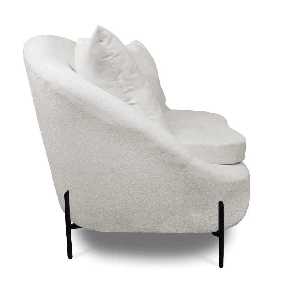 Poltrona Decorativa Orgânica Pé De Metal Preto Kit 2 Zaya Bouclê C05 - D'rossi Off White - 6