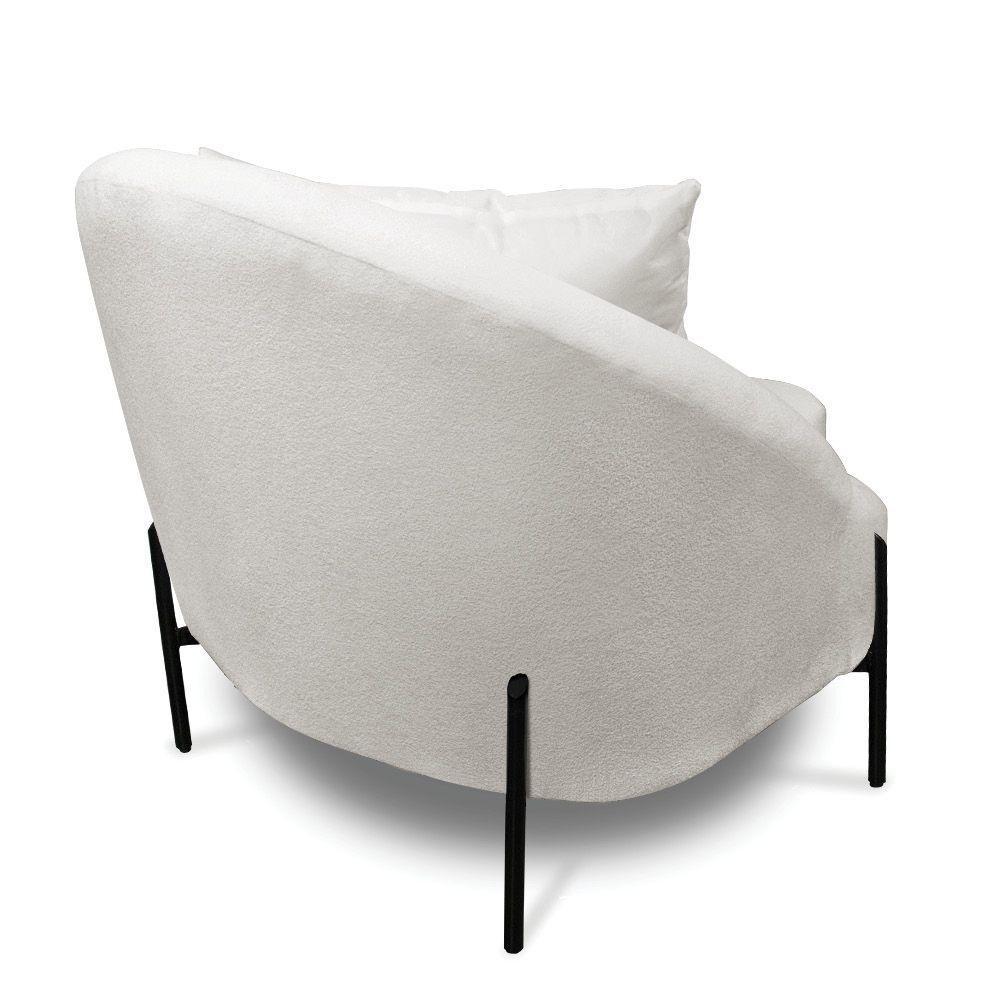 Poltrona Decorativa Orgânica Pé De Metal Preto Kit 2 Zaya Bouclê C05 - D'rossi Off White - 7