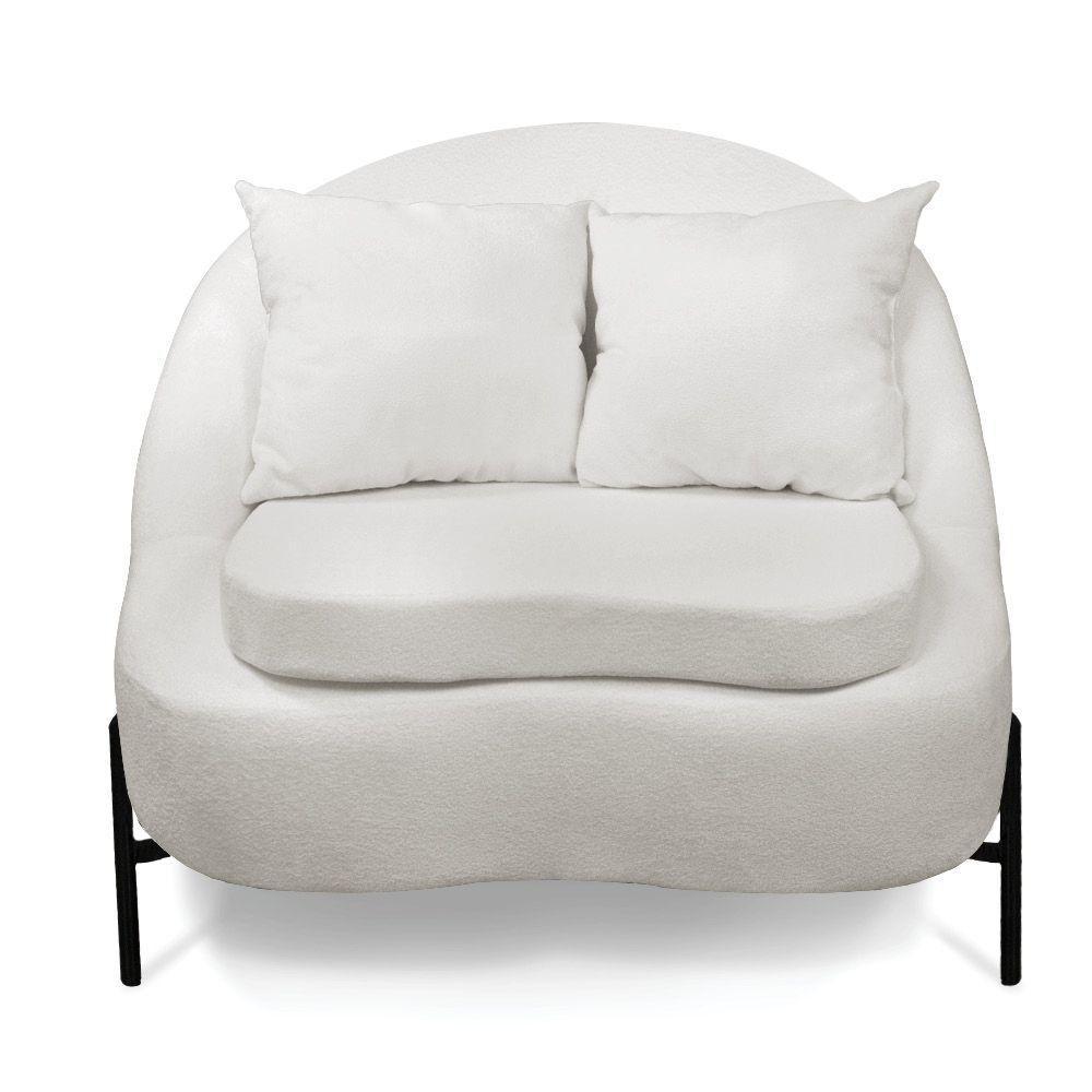 Poltrona Decorativa Orgânica Pé De Metal Preto Kit 2 Zaya Bouclê C05 - D'rossi Off White - 8