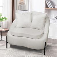 Poltrona Decorativa Orgânica Pé De Metal Preto Kit 2 Zaya Bouclê C05 - D'rossi Off White - 2