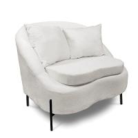 Poltrona Decorativa Orgânica Pé De Metal Preto Kit 2 Zaya Bouclê C05 - D'rossi Off White - 5