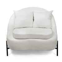 Poltrona Decorativa Orgânica Pé De Metal Preto Kit 2 Zaya Bouclê C05 - D'rossi Off White - 8