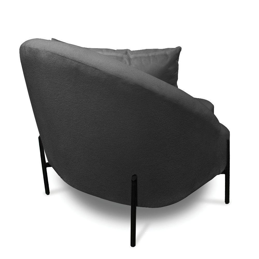 Poltrona Decorativa Orgânica Pé De Metal Preto Kit 2 Zaya Bouclê C05 - D'rossi Grafite - 2