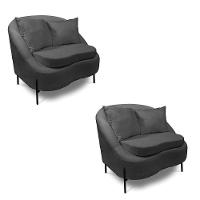 Poltrona Decorativa Orgânica Pé De Metal Preto Kit 2 Zaya Bouclê C05 - D'rossi Grafite - 1