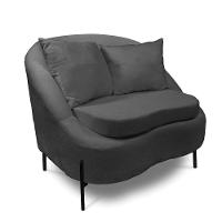 Poltrona Decorativa Orgânica Pé De Metal Preto Kit 2 Zaya Bouclê C05 - D'rossi Grafite - 8