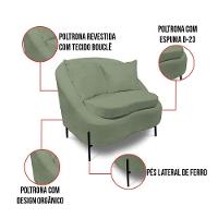 Poltrona Decorativa Orgânica Pé De Metal Preto Kit 2 Zaya Bouclê C05 - D'rossi Menta - 8