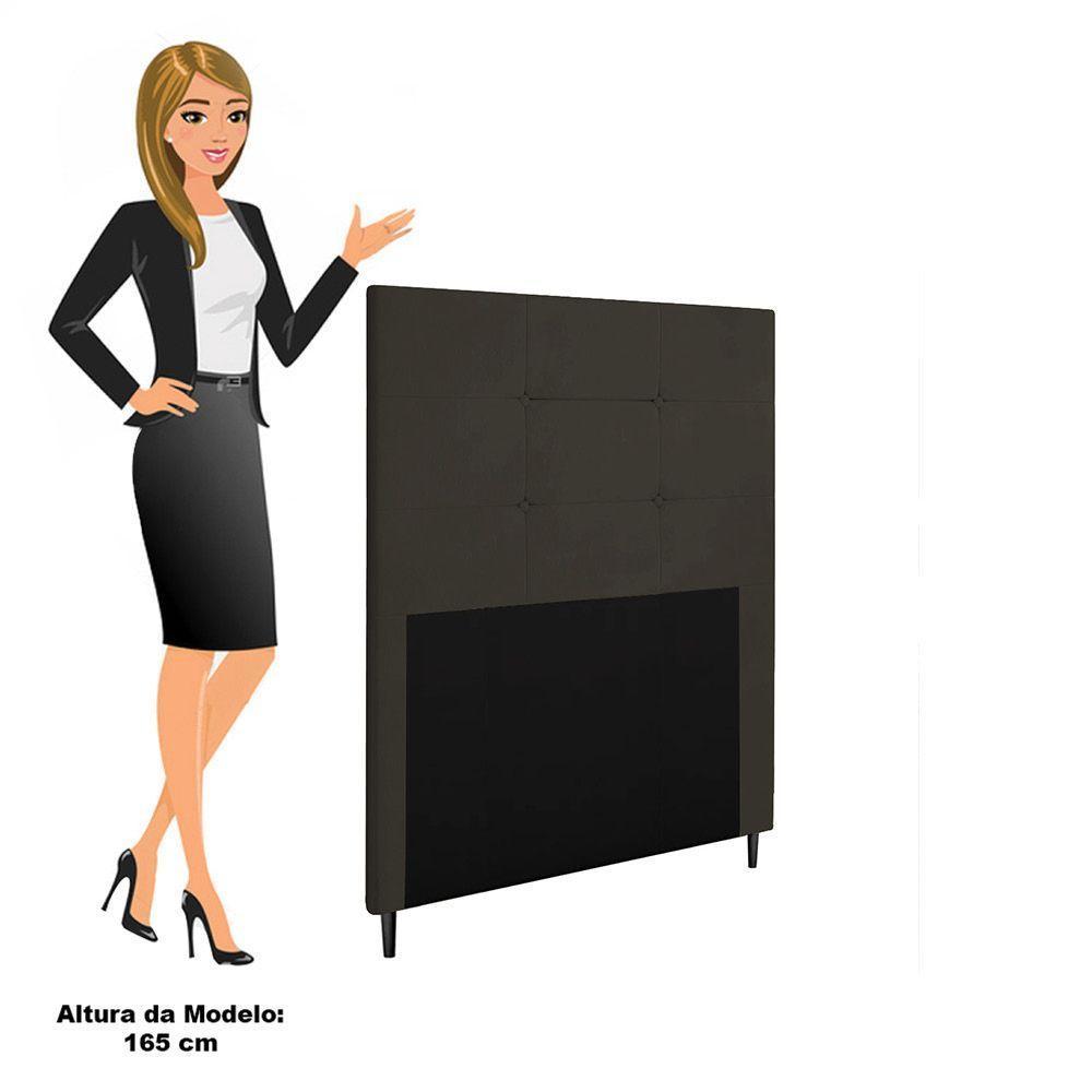 Cabeceira Cama Box Solteiro 90cm Quarto Luna Veludo Marrom Rato M11 - D'rossi - 3