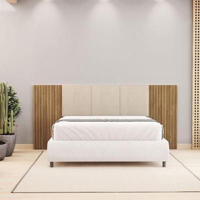 Cabeceira Casal Queen Cama Box 268cm Ripado Selma Linho V01 - D'rossi Brisa E Bege